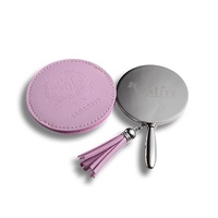 Miroir de poche compact personnalisé en alliage de zinc du fabricant d'origine avec PU et pompons