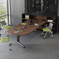 Table de conférence moderne en bois massif, réglable, pliable, écologique, de forme oblongue, mobilier de bureau, bureau à domicile, garantie de 5 ans