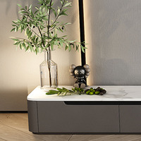 Mueble de TV Moderno y Personalizable con Función de Almacenamiento para Sala de Estar, Resistente a la Humedad, Panel de Aluminio Duradero con Diseño de Panal de Abeja