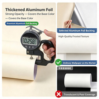 Papier adhésif uni épaissi en aluminium 3D, imperméable et résistant à l'humidité, pour armoires de cuisine et plans de travail