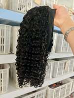 Perruques bandeau vague profonde cheveux humains pleine Machine fait bandeau perruque pour les femmes noires Non dentelle sans colle écharpe demi Afro perruque vendeur