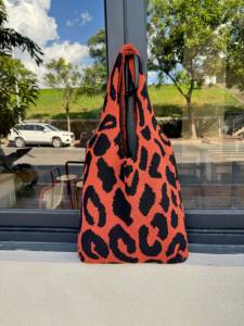 Borsa da donna Vintage con motivo leopardato in maglia all'uncinetto con Design a colori a contrasto di grande capacità per Shopping Bag nuovo autunno inverno - Product Image 3