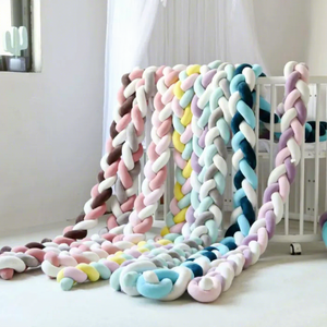 Barrière <span class=keywords><strong>de</strong></span> <span class=keywords><strong>lit</strong></span> tressée pour tout-petits, coussin <span class=keywords><strong>de</strong></span> protection pour berceau, oreiller noué en peluche douce, décoration <span class=keywords><strong>de</strong></span> chambre d'enfant, barrière <span class=keywords><strong>de</strong></span> sécurité pour nourrissons et nouveau-nés, blanc - Product Image 1