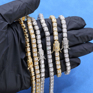 Streetwear Fashion 24K <b>Gold</b> Dipped Finish Crushed Ice Baguette Moissanite S925 Silver Tension <b>Set</b> Ice Bling Custom Factory OEMs - Product Image 6