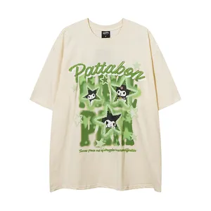 Hip Hop High Street Kuromi stampa digitale girocollo ampio manica corta t-shirt da uomo American Street Summer