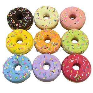 Frutas Tropicales Redondas de 3.3 Pulgadas, 9 Piezas, Donuts Coloridos, Exhibición de Alimentos Artificiales, Pan Azul Matcha, Accesorios de Decoración, Video ASMR - Product Image 1
