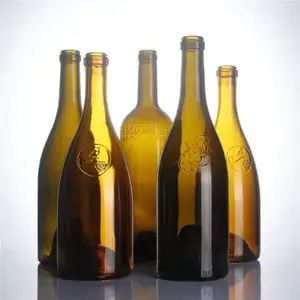 Botella de vino tinto Borgoña seco, alta calidad, venta al por mayor, logotipos personalizados, 750ml, 500ml, 1L, estándar