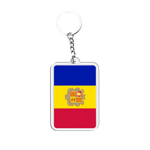 Vente en gros de porte-clés nationaux rectangulaires personnalisés, pendentifs porte-clés <span class=keywords><strong>Andorre</strong></span>, matériel acrylique souvenir - Product Image 1