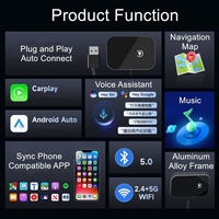 Nouveautés d'usine OEM : Adaptateur sans fil CarPlay en aluminium, Boîtier intelligent Android Auto, Dongle Wi-Fi Apple Mini, 1 an