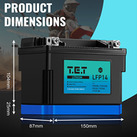 Batterie de démarrage de moto LiFePO4 12V haute performance avec BMS, décharge élevée, 1500 cycles, température de fonctionnement -20-60°C