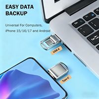 Memoria USB Metálica Mini de 16GB con Interfaces USB-C/USB-A, Tapa Giratoria, 1 Año de Garantía, Compatible con Android/PC/Laptops