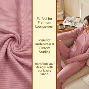 Tissu tricoté extensible doux en velours côtelé allemand 92 % polyester 8 % élasthanne, directement de l'usine, idéal pour les vêtements de détente - Product Image 4