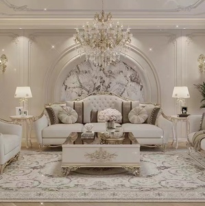 Canapé sectionnel Runwood style palais français de luxe, en bois massif sculpté, style néo-classique européen, pour salon, mobilier de villa - Product Image 2