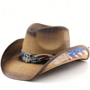 USA Hard Straw <b>Hat</b> Men Women Party Use Paper Straw Cowboy <b>Hats</b> - Product Image 1