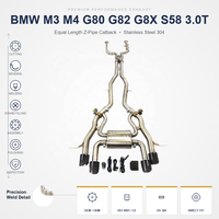 Échappement arrière Z-Pipe à longueur égale ING pour BMW M3 M4 G80 G82 G8X S58 3.0T |   Embouts en fibre de carbone avec télécommande