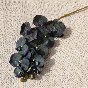 EG-O281 9 Cabezas de Flor, Flores Artificiales de Orquídea con Tacto Realista 3D en Turquesa, Azul Pavo Real, Morado <span class=keywords><strong>y</strong></span> Blanco para Decoración de Bodas <span class=keywords><strong>y</strong></span> Hogar - Product Image 6
