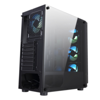Boîtier PC de bureau AntarcChill en verre, format ATX, transparent RGB avec 7 emplacements, logo OEM et emballage, tour moyenne