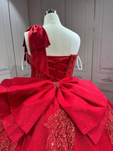 Mumuleo abito rosso principessa Quinceanera 2026 elegante monospalla Custom <span class=keywords><strong>Queen</strong></span> Vestido Para De 15 Anos - Product Image 6