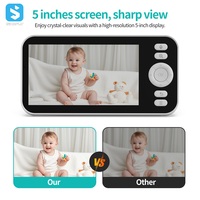 Moniteur Bébé Intelligent WiFi 5 Pouces avec Caméra 3MP, Fonction Panoramique/Inclinaison, Berceuses Apaisantes, Audio Bidirectionnel, Détection des Sons de Pleurs et Application Mobile