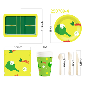 DAMAI Nouveau style Décorations de fête de tennis de table Ensemble de vaisselle pour fête de tennis de table comprenant assiettes en papier, gobelets et serviettes pour fête sportive de garçons - Product Image 6