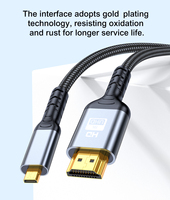 Câble Micro HDMI 8K UHD avec gaine en PVC et connecteurs plaqués or, compatible moniteur HDR 8K 60Hz 4K 120Hz pour appareil photo/tablette