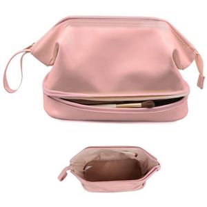 BSCI Factory China Manufacture WaterproToiletry Bag Portable Dry and Wet Separation Cosmetic Bag Double Zipper PU Make Up Bag - Product Image 1