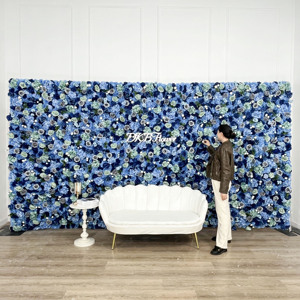 Haute qualité 10 pieds personnalisé 3d fleur mur bas prix en gros artificielle bleu fleur panneau mural décorations de fond - Product Image 5