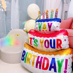 Palloncini in Alluminio a Forma di Torta con Design Smiley per Decorazioni di Compleanni, Matrimoni e Feste, Forniture all'Ingrosso - Product Image 3