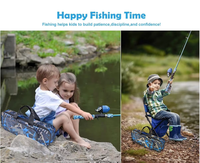 CODEK Set alat pancing anak, Kit pemula lengkap portabel teleskopik serat kaca kumparan Spincast Kombo memancing