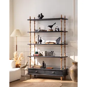 5-tier kitchen shelf, retro multi-functional save space storage cabinet with drawers,special display cabinet for livingroom