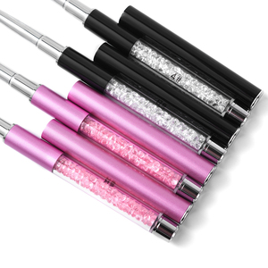 KADS Brosse à ongles plate en cristal, manche en acrylique, nylon plissé 4 #   6 #   Pinceau de coloration pour gel UV, outil professionnel de manucure - Product Image 2