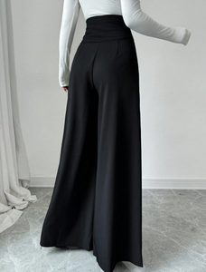 <span class=keywords><strong>Pantalon</strong></span> <span class=keywords><strong>large</strong></span> à taille haute et à double boutonnage pour femmes de bureau <span class=keywords><strong>pantalon</strong></span> long élégant pour dames Vente en gros - Product Image 3