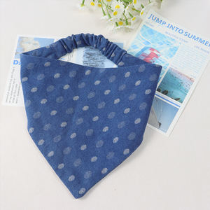 ربطات رأس عالية الجودة من قماش الدنيم القطني الأزرق المقاوم للاهتراء مثلث سادة سادة مرنة من الدنيم بنقاط البولكا - Product Image 1