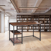 Bureau d'ordinateur moderne à trois niveaux avec étagères de rangement pour bureau à domicile et salon