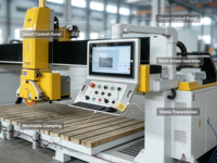 Machine de découpe CNC à pont 5+3 axes ZEUS pour marbre et pierre, avec puissance 15+7.5+750W, longueur maximale 3200mm, composant moteur central