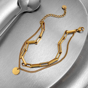 CAIOOCHE Pulseras <span class=keywords><strong>de</strong></span> Acero Inoxidable Chapadas en Oro <span class=keywords><strong>de</strong></span> 18k para Mujer al por Mayor, Pulseras <span class=keywords><strong>de</strong></span> Diseño Personalizado Multicapa - Product Image 3