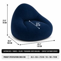 Seller Cloud Sofa Sitzsack Vakuumkomprimiert Langlebig Tränenförmig Armlos Vintage Marineblau Möbel für Indoor-Leseecke