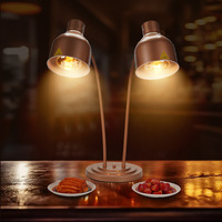 Lampe chauffante alimentaire 275W double tête électrique argentée pour buffet de fête, lampe de maintien au chaud pour présentation de pizzas avec tuyau et design pivotant