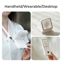 2025 nouveau 2500mAh USB Rechargeable Mobile refroidisseur Ventilateur portable cou ventilateur Portable pliable Mini ventilateur de poche avec miroir