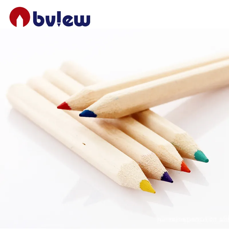 Bview Art Non Toxique 3.5 "Petits Crayons de Couleur pour Enfants dans une Boîte en Bois pour Enfants