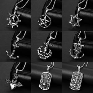 Olivia gioielli Hip Hop di alta qualità <span class=keywords><strong>argento</strong></span> <span class=keywords><strong>leone</strong></span> croce ciondolo ali di teschio gesù collane religiose <span class=keywords><strong>collana</strong></span> in acciaio inossidabile - Product Image 2