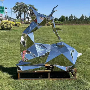 Креативный мультфильм животных, современный дизайн, прочная нержавеющая сталь, панда, металлическая скульптура, резьба по камню - Product Image 5