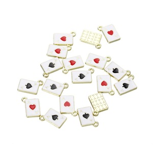 Pendentifs Thème Cartes à Jouer en Alliage, Pendentif Carré en Forme de Pique pour Fabrication de Bijoux, Cadeau, Noir et Rouge Mélangé, 10 Pièces Chacun - Product Image 2