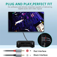Kabel Audio Hi Fi Stereo pria 2RCA ke 2RCA AV 1.5 meter untuk Home Theater HDTV amplifier Audio mobil sistem Hi-Fi