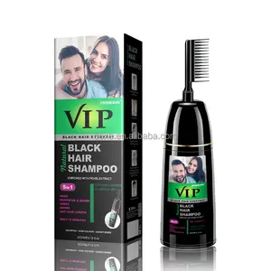 VIP all'ingrosso shampoo colorante per capelli nero naturale shampoo colorante per capelli con pettine