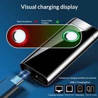 Briquet électronique métallique grande capacité, recharge USB Type-C, double flamme à arc, indicateur LED 4 couleurs, coupe-vent - Cadeaux d'affaires