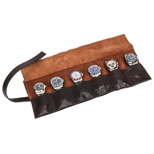 Estuche enrollable para 6 relojes de cuero genuino encerado vintage, para hombre, portátil, para viaje, con bolsa de almacenamiento para relojes. - Product Image 6