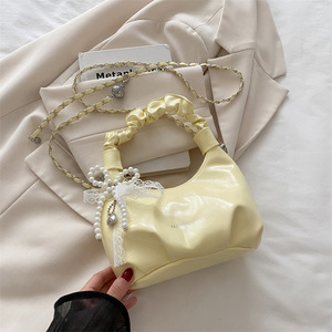 Bolso de Mano Plateado con Pliegues, Nuevo Modelo de Verano 2026 para Mujer, Bolso Tipo Dumpling, Bolso Bandolera con Cadena - Product Image 3