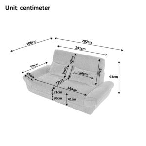โซฟาเลิฟซีทแบบมีที่นั่งลึก โซฟาสองที่นั่งแบบไม่มีโครง โซฟาแบบบีบอัดสำหรับห้องนั่งเล่น ห้องนอน อพาร์ทเมนต์ หอพัก สำนักงาน - Product Image 6