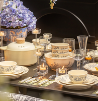 Service de table en céramique classique à motifs floraux et d'animaux, très demandé pour les mariages |   Ensemble de vaisselle personnalisé avec logo pour les cadeaux de mariage